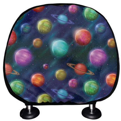 Fantastic Planets Pattern Print Car Headrest Covers