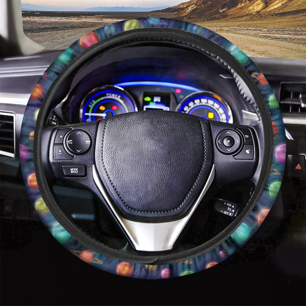 Fantastic Planets Pattern Print Car Steering Wheel Cover