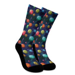 Fantastic Planets Pattern Print Crew Socks