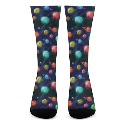 Fantastic Planets Pattern Print Crew Socks