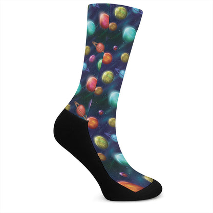 Fantastic Planets Pattern Print Crew Socks