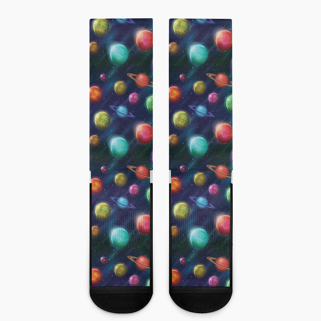 Fantastic Planets Pattern Print Crew Socks
