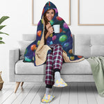 Fantastic Planets Pattern Print Hooded Blanket