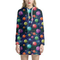 Fantastic Planets Pattern Print Pullover Hoodie Dress