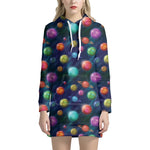 Fantastic Planets Pattern Print Hoodie Dress