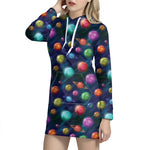 Fantastic Planets Pattern Print Hoodie Dress