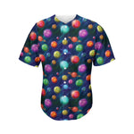 Fantastic Planets Pattern Print Men's Baseball Jersey