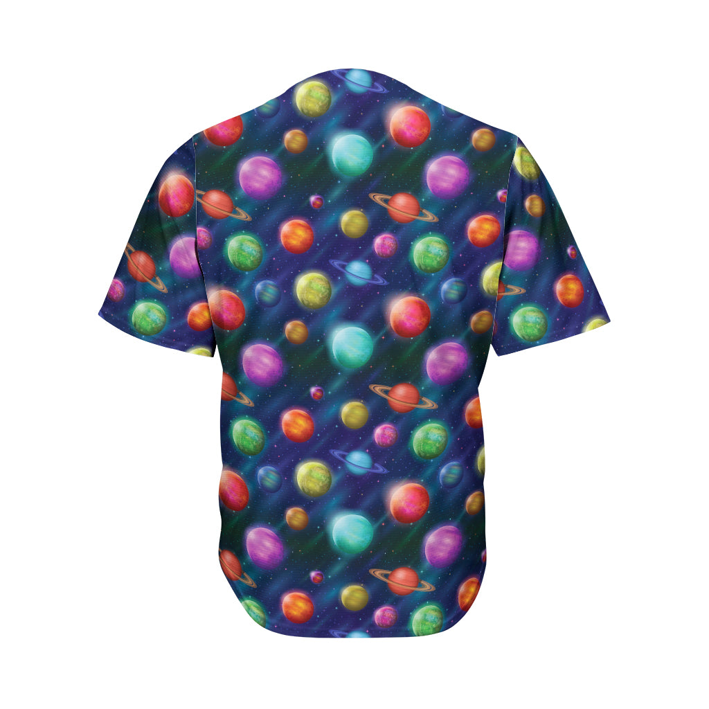 Fantastic Planets Pattern Print Men's Baseball Jersey