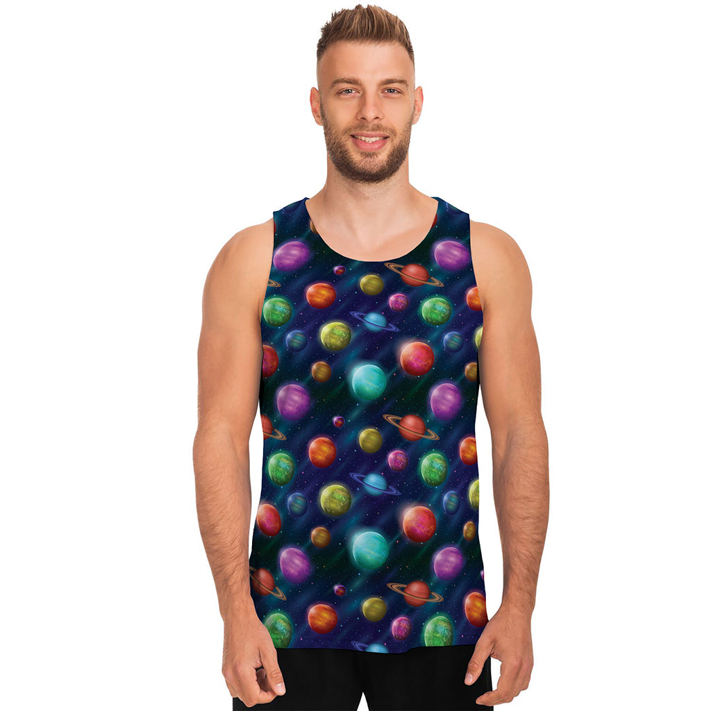 Fantastic Planets Pattern Print Men's Tank Top