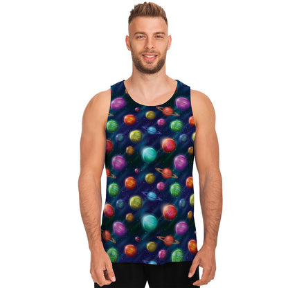 Fantastic Planets Pattern Print Men's Tank Top