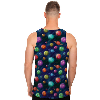 Fantastic Planets Pattern Print Men's Tank Top