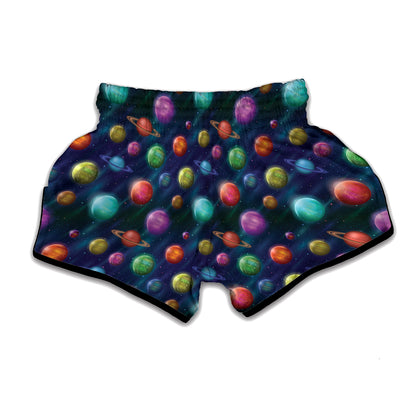 Fantastic Planets Pattern Print Muay Thai Boxing Shorts