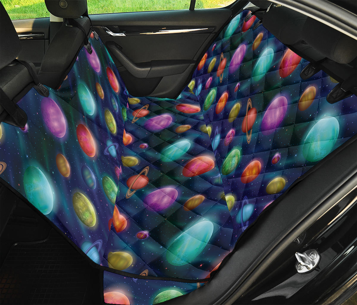 Fantastic Planets Pattern Print Pet Car Back Seat Cover