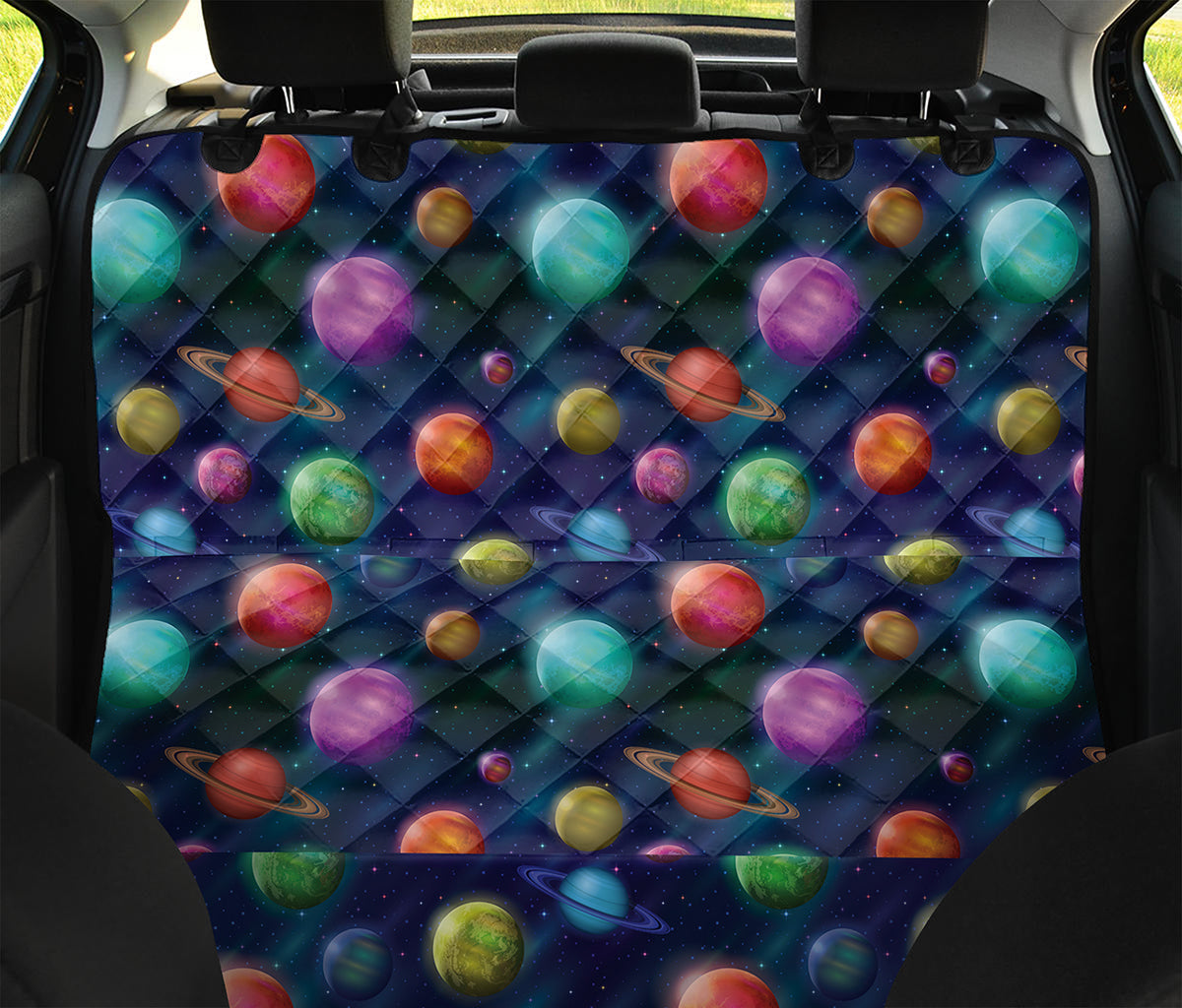 Fantastic Planets Pattern Print Pet Car Back Seat Cover