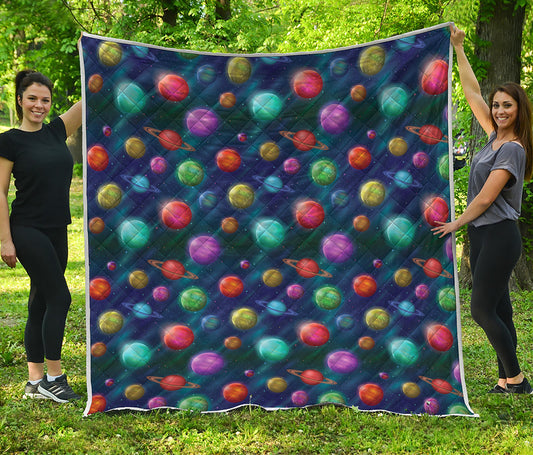 Fantastic Planets Pattern Print Quilt