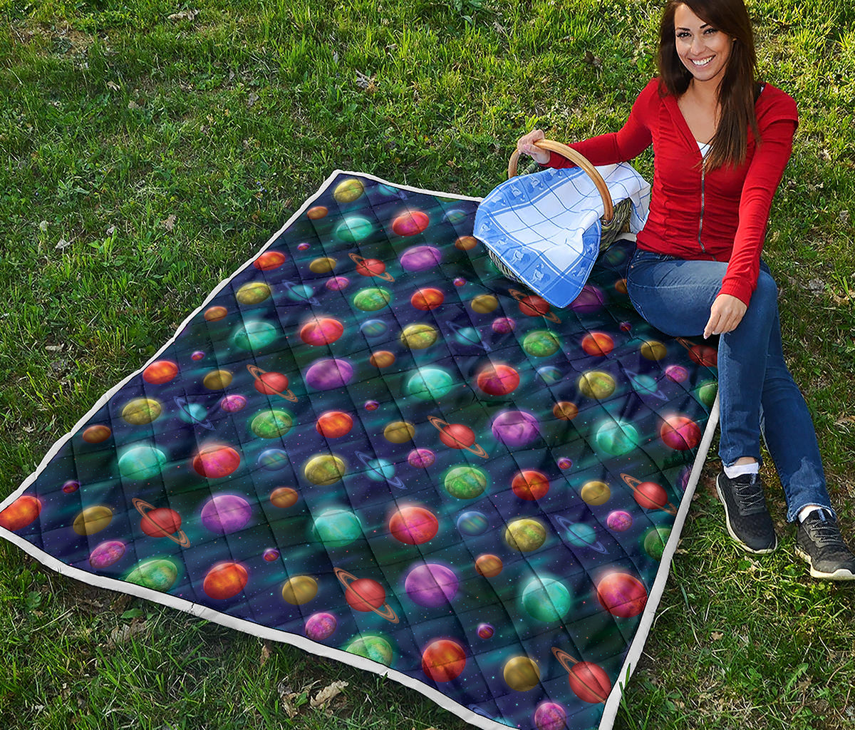 Fantastic Planets Pattern Print Quilt