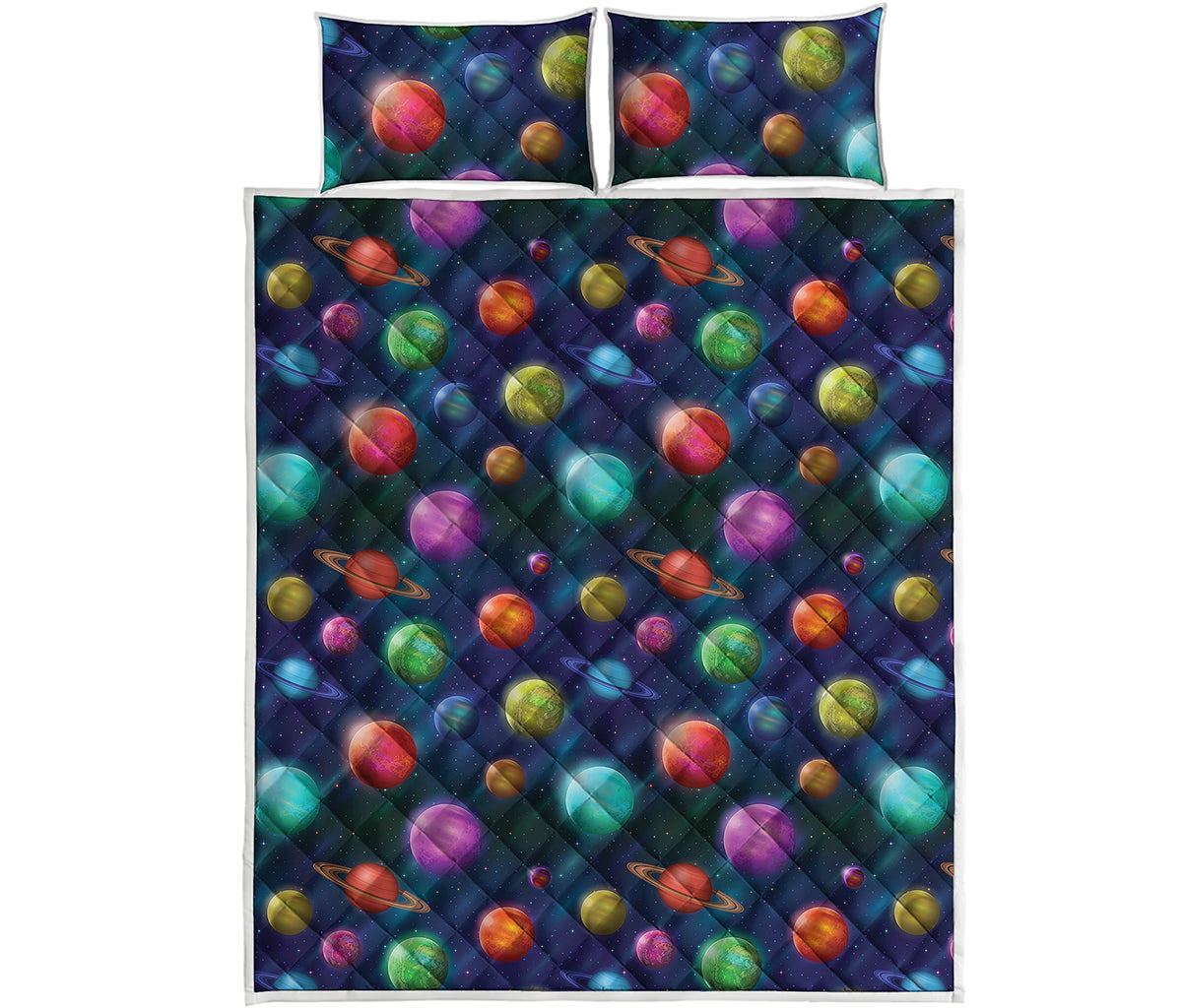 Fantastic Planets Pattern Print Quilt Bed Set