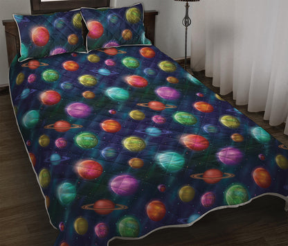 Fantastic Planets Pattern Print Quilt Bed Set