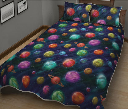 Fantastic Planets Pattern Print Quilt Bed Set