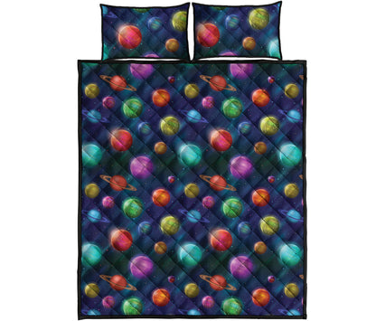 Fantastic Planets Pattern Print Quilt Bed Set