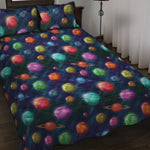 Fantastic Planets Pattern Print Quilt Bed Set