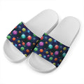 Fantastic Planets Pattern Print White Slide Sandals