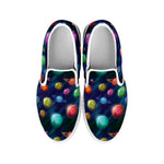 Fantastic Planets Pattern Print White Slip On Shoes