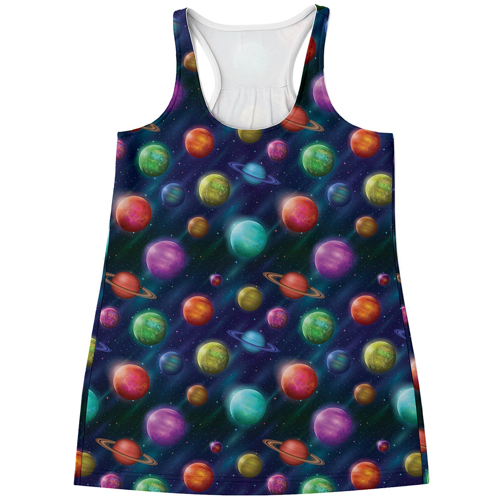 Fantastic Planets Pattern Print Women's Racerback Tank Top