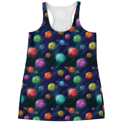 Fantastic Planets Pattern Print Women's Racerback Tank Top