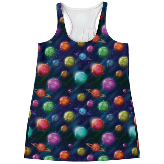 Fantastic Planets Pattern Print Women's Racerback Tank Top