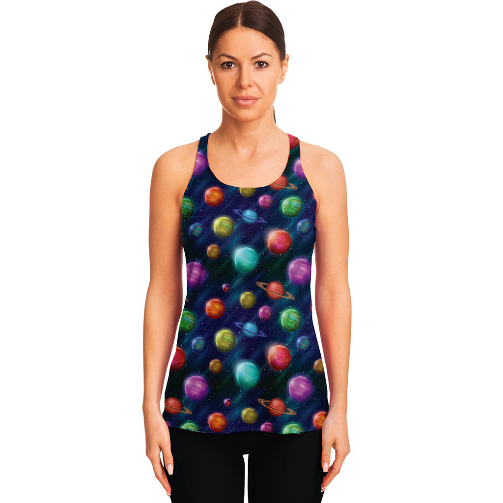 Fantastic Planets Pattern Print Women's Racerback Tank Top