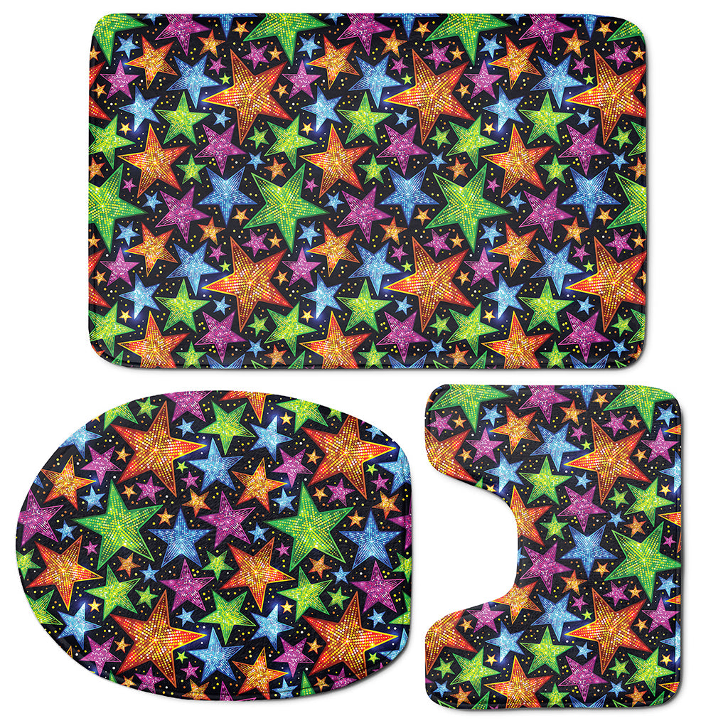 Fantastic Star Pattern Print 3 Piece Bath Mat Set
