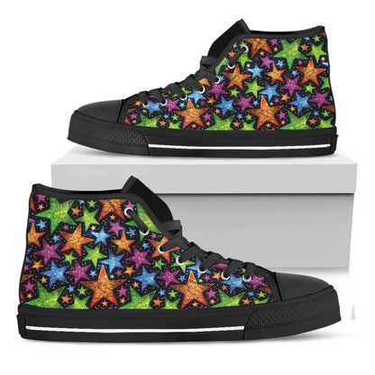 Fantastic Star Pattern Print Black High Top Shoes
