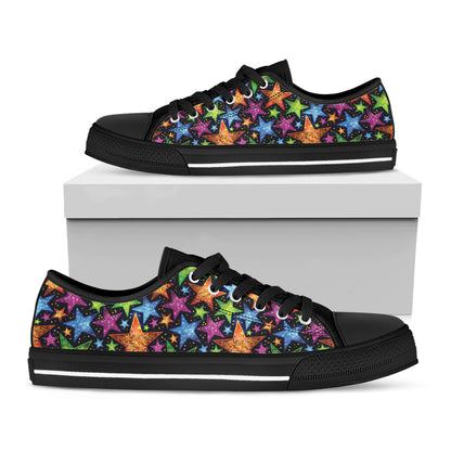 Fantastic Star Pattern Print Black Low Top Shoes