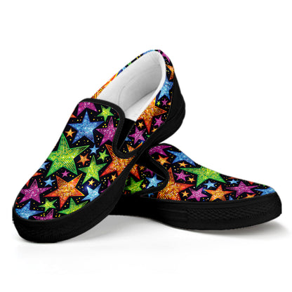 Fantastic Star Pattern Print Black Slip On Shoes