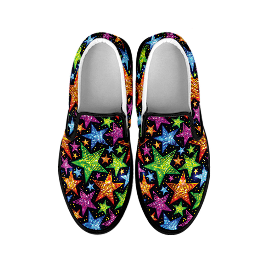 Fantastic Star Pattern Print Black Slip On Shoes