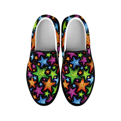 Fantastic Star Pattern Print Black Slip On Shoes