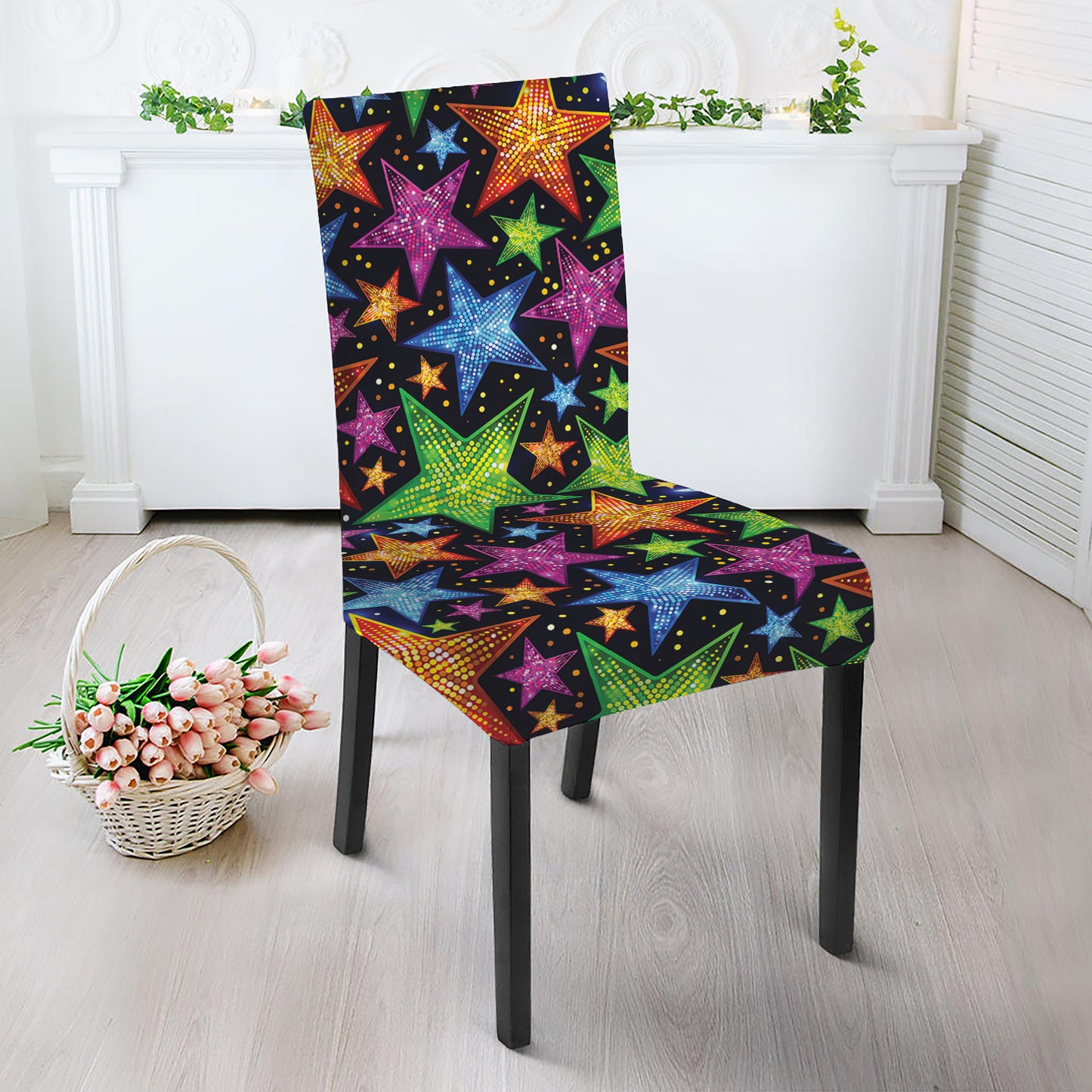 Fantastic Star Pattern Print Dining Chair Slipcover