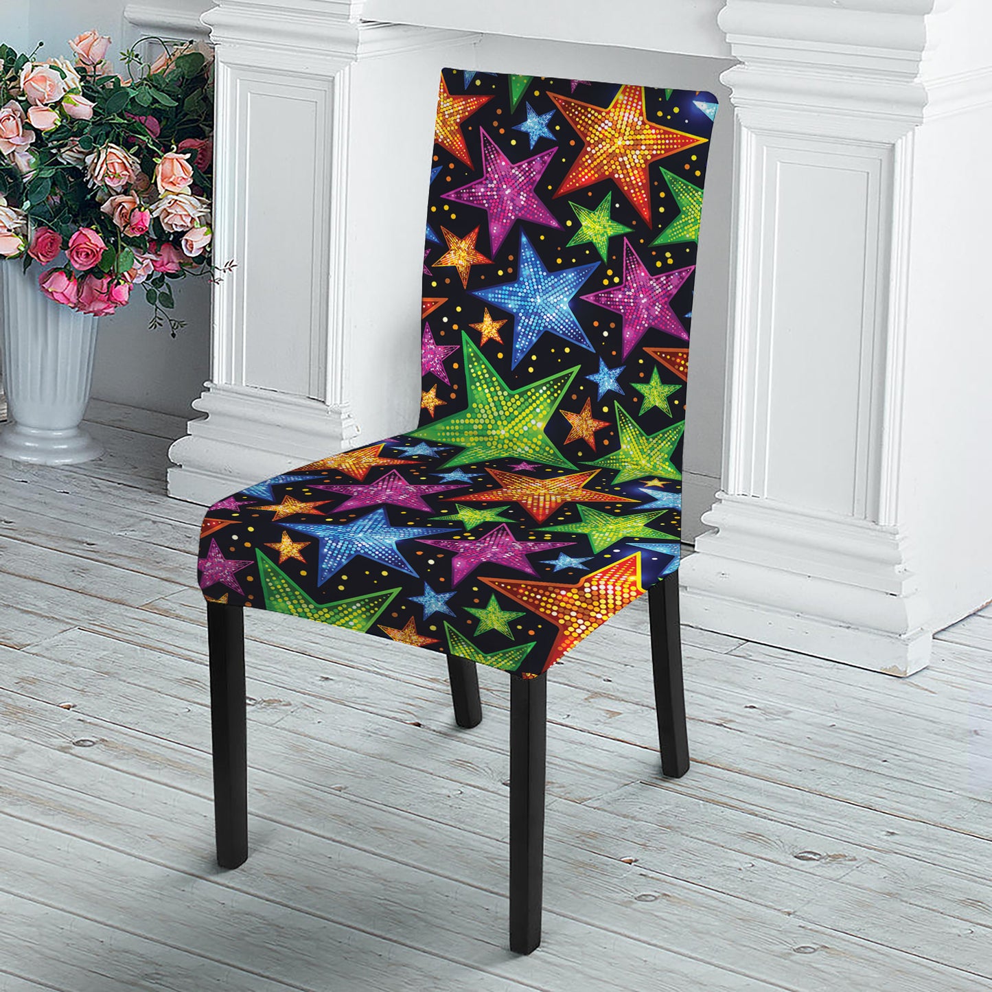Fantastic Star Pattern Print Dining Chair Slipcover