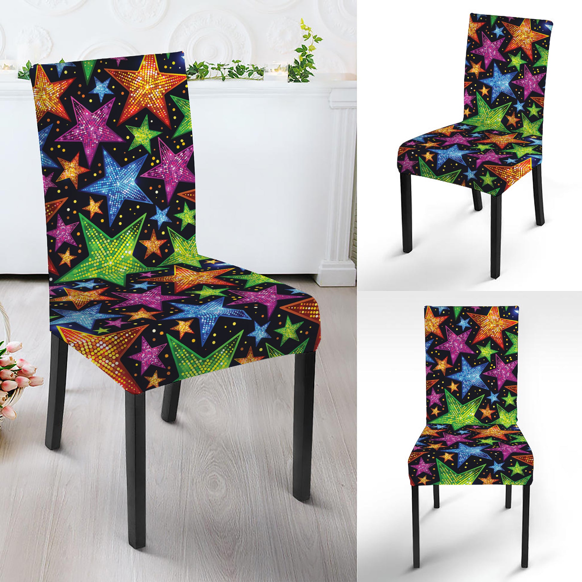 Fantastic Star Pattern Print Dining Chair Slipcover