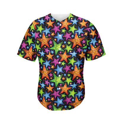 Fantastic Star Pattern Print Men's Baseball Jersey