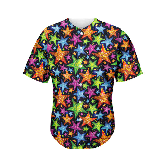 Fantastic Star Pattern Print Men's Baseball Jersey