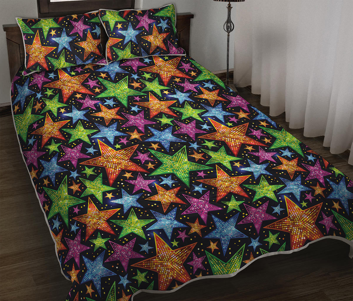 Fantastic Star Pattern Print Quilt Bed Set