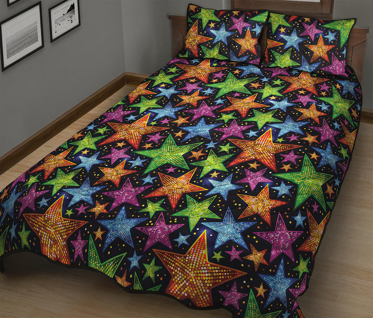 Fantastic Star Pattern Print Quilt Bed Set