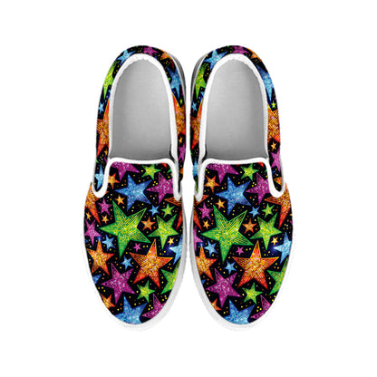 Fantastic Star Pattern Print White Slip On Shoes