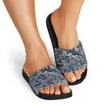 Fern Fossil Print Black Slide Sandals