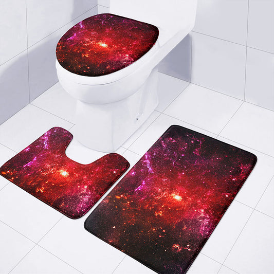 Fiery Nebula Universe Galaxy Space Print 3 Piece Bath Mat Set