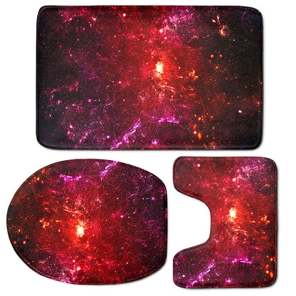 Fiery Nebula Universe Galaxy Space Print 3 Piece Bath Mat Set