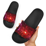 Fiery Nebula Universe Galaxy Space Print Black Slide Sandals