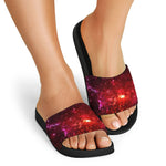 Fiery Nebula Universe Galaxy Space Print Black Slide Sandals